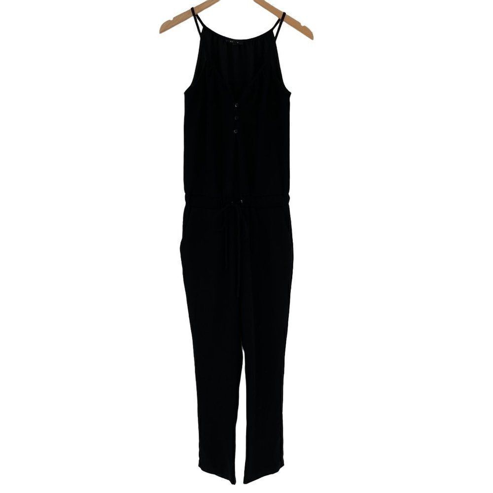 Drew Caitlin‎ Sleeveless Black Jumpsuit Button Up Tapered Leg SR5068 Women XS